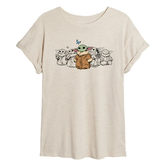 The Mandalorian - Grogu Multi - Juniors Oversized Graphic T-Shirt