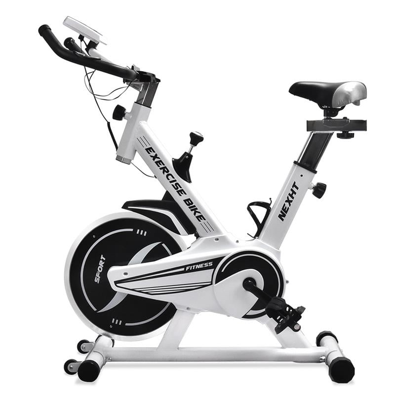 Fitness Sport Exercise Bike with LCD Display& Heart Pulse Sensors-White