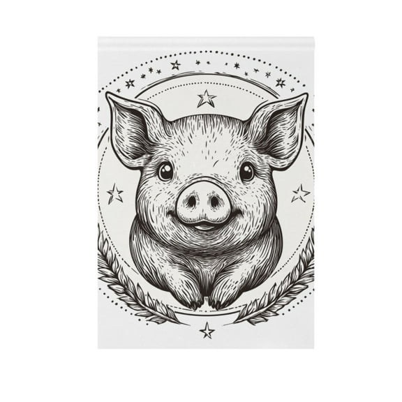 Lovely Pig with Wheat Garden Flag 12X18 Double Sided Yard Flags for Outside Outdoor All Seasonal Decoration