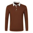 thumbnail image 4 of JTieacloth Button Collar Shirts Autumn Long Sleeve Lapel Button Down Men's Casual Top Collar Shirt Brown L, 4 of 6
