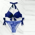 thumbnail image 2 of Traje de Baño de Tres Piezas para las Mujeres de Moda Casual Corbata Sexy Cintura Alta Cristal Beach Bikini Set, Poliéster, 2 of 9