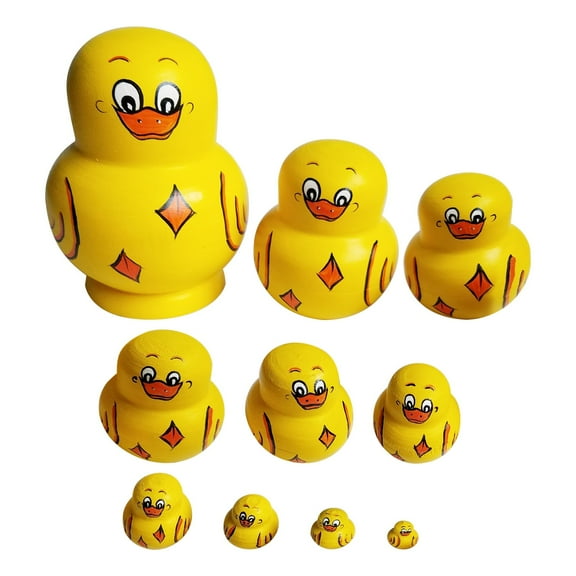 wznxdo Clearance Sale Lovely Animal Yellow Duck Russian Nesting Dolls Cute Matryoshka Dolls Set of 10 Pieces Home Decorations