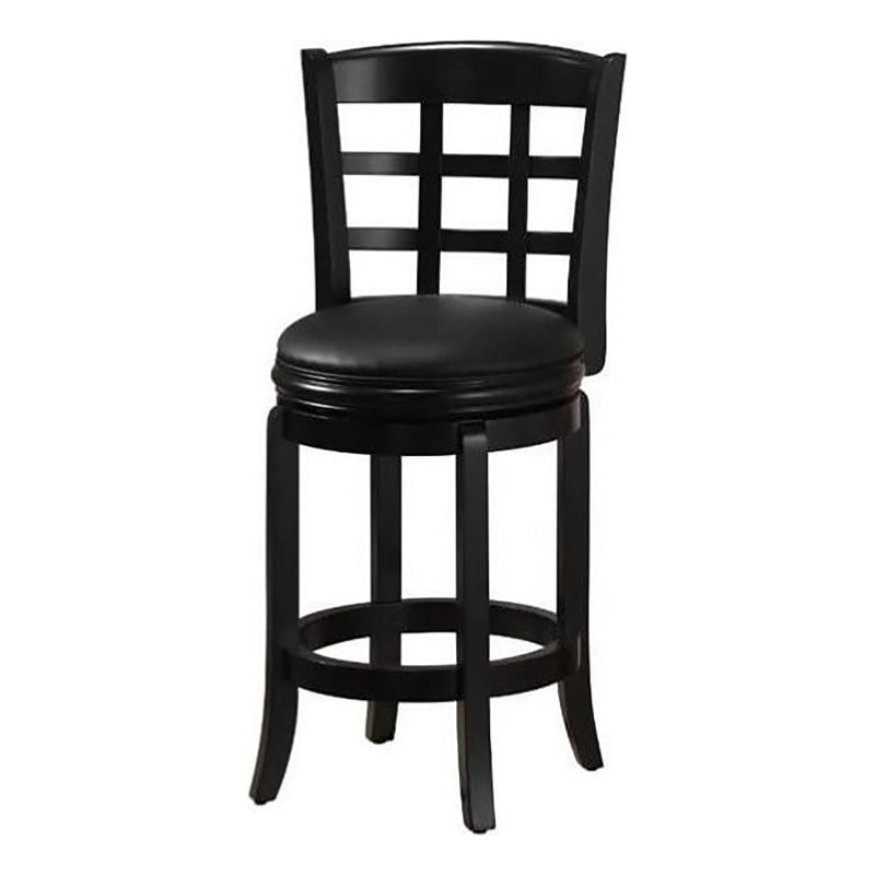 Bowery Hill 37.5"H Rubberwood/Faux Leather Swivel Counter Stool in