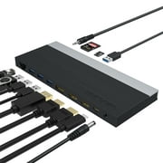 WAVLINK USB-C Triple Display 4K MST Docking Station with Power Delivery for Windows(2X HDMI, 1x DP, 4X USB Ports, 85W USB C PD,Gigabit Ethernet, SD/TF and Audio)