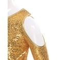 thumbnail image 4 of Hansber Girl's Jazz Hip Hop Dance Crop Top Long Sleeve Tassels Cold Shoulder Sequin Blouse Fringe Shirts Gold 12, 4 of 7