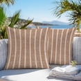 thumbnail image 3 of Dark Brown Striped Outdoor Pillow Covers 20x20 Inch Throw Pillow Covers Set of 2 Waterproof Decorative Pillow Cases Retro Rustic Minimalist Lines Fall Cushion Covers for Patio Furniture Garden Couch, 3 of 8