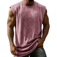 thumbnail image 2 of GrmtClth Mens Sleeveless Shirts Vintage Distressed Tank Tops Vintage Acid Wash Workout Gym Running Muscle Shirt Crew Neck Tee Shirts Loose Stylish Pullover Pink L, 2 of 4