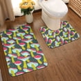 thumbnail image 2 of Honeii Green Mushroom Pattern Bathroom Anti-Skid Pad Bathroom Mat Vintage Seamless Pattern Not-Slip Toilet Rug Set, 2 of 6