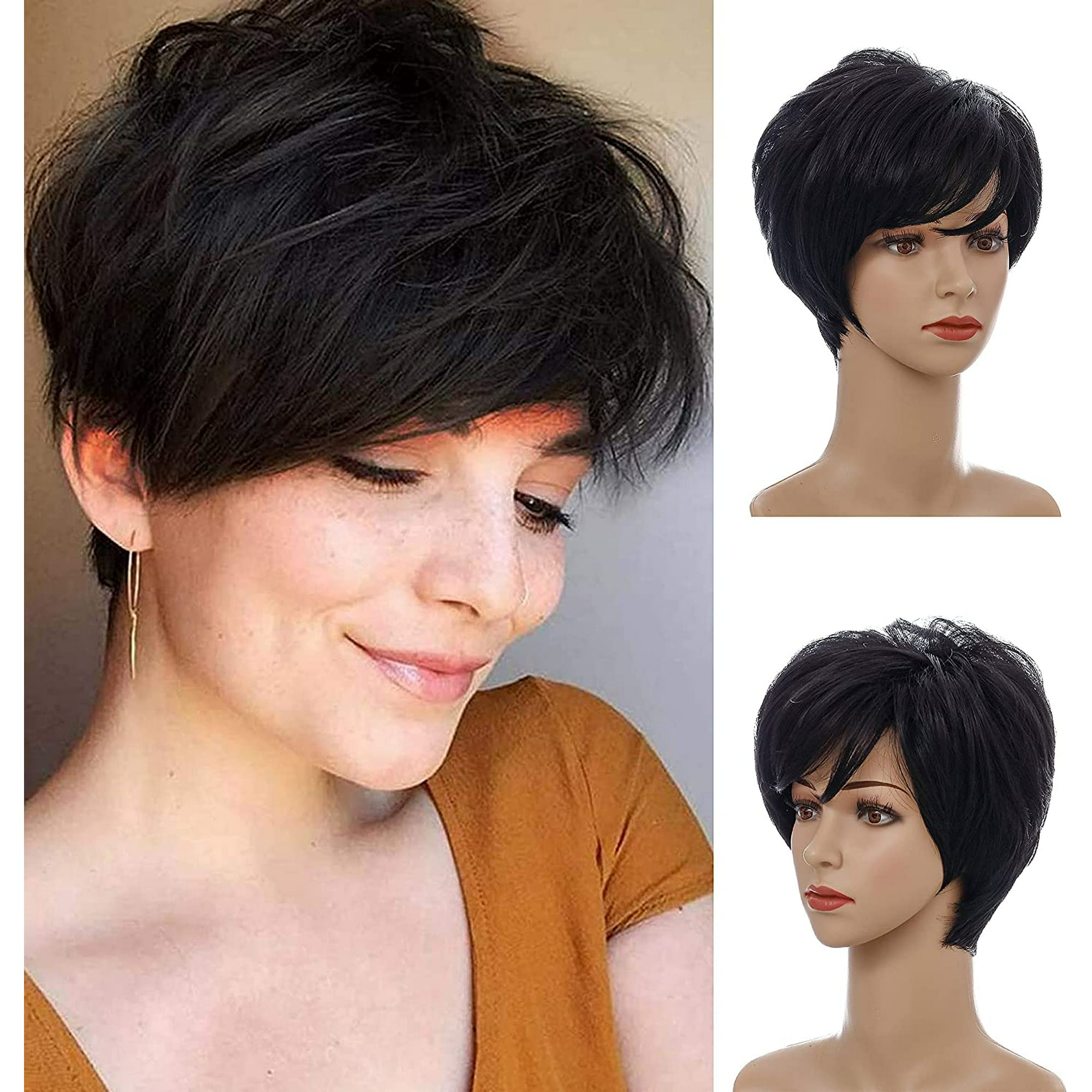 Short Pixie Cut Wigs for Women, Short Layered Straight Hair Wig with Bangs  Synthetic Full Wig for Daily Party Wear (Black) | Walmart Canada
