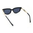 thumbnail image 4 of Luxury Chain Jewel Arm Squared Cat Eye Sleek Plastic Sunglasses All Black, 4 of 4