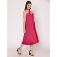thumbnail image 2 of HERE&NOW Women's Solid Halter Neck Dress Sleeveless Calf Length Deep Neck Flared Solid Casual Georgette Dress, 2 of 7