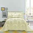 thumbnail image 4 of Home Soft Things 4-Piece Reversible Damask Embroidery Bedspread Set, Light Green, Oversized King 120"x120", 4 of 7