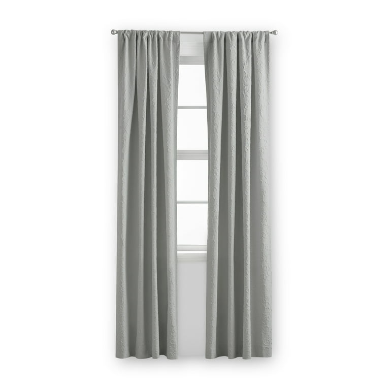 Mainstays Fl Microsculpt Polyester Light Filtering Rod Pocket Curtain Panel Pair Silver 37 X84 Com