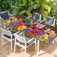 thumbnail image 2 of Spring Flowers Table Cloths for 8 Foot Rectangle Tables, Watercolor Farmhouse Colorful Wooden Grain Patio Waterproof Elastic Fitted Tablecloths, Washable Rectangular Table Cover for Camping, 2 of 8