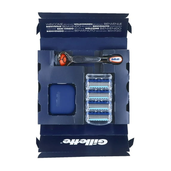 Gillette Fusion5 Proglide 1 Razor, 4 Refill Blade Cartridges, 1 Travel Case