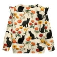 thumbnail image 6 of Xixirimido Black Cat Colorful Floral Print Toddler Girls Cozy Sweatshirt Long Sleeve Ruffle Accent Pullover Top Crewneck Graphic Sweater for Autumn & Winter, for 2-3T, 6 of 7