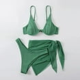 thumbnail image 2 of WREESH Womens Bikini Set with Sarong Bathing Suit Beach Cover Up Wrap Skirt Solid Bikini Strap Bikini Deep V Split Swimsuit Set Three-Piece Swimming Suit Green, 2 of 8