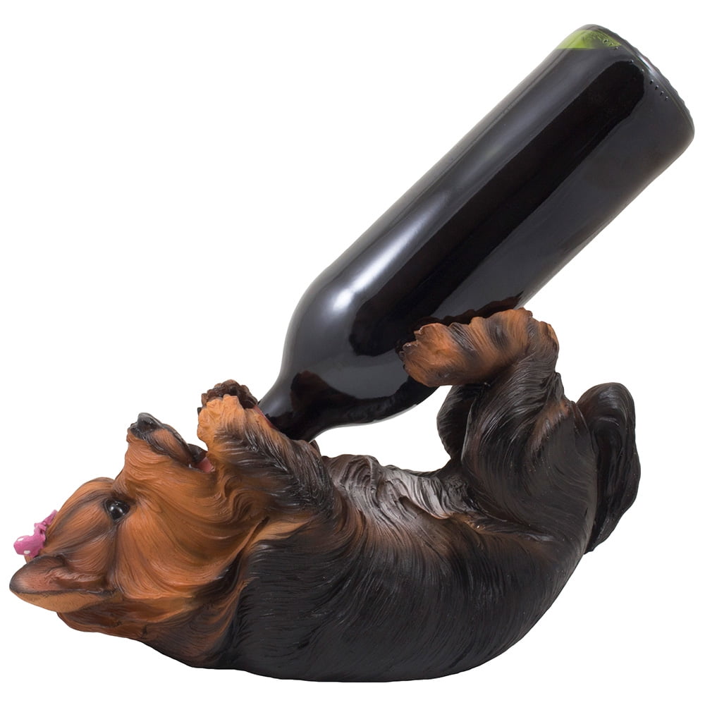 Decorative Yorkie Wine Bottle Holder or Yorkshire Terrier Dog Statue As