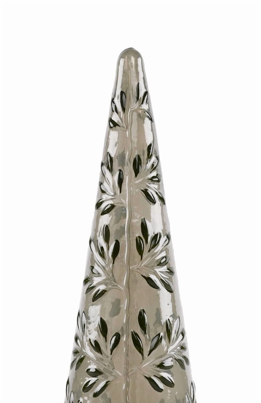Glass Embossed Leaf Pattern Tree Christmas Decoration, Green, 14.5", by Holiday Time