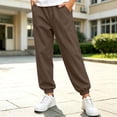 thumbnail image 2 of YgkuHd Boys Solid Jogger Sweatpants Pants Elastic Waist Side Pockets Loose Fit for Everyday Casual Wear Brown 5-6 Years, 2 of 8