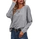 thumbnail image 4 of VISgogo Mujer Primavera Jumper Camisa, Rayas Cuello Redondo Mangas Largas Pullover Tops para Niñas, Negro/Gris/Blanco VISgogo moda, 4 of 8