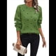 thumbnail image 1 of Suéteres de Lunares para Mujer, Jersey de Punto de Larga y Cuello Redondo. Verde L, 1 of 9