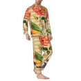 thumbnail image 2 of Uemuo Vintage Bird Pattern 2-Piece Loungewear Set - Men’s Soft Sleepwear, Cozy Winter PJs, Comfy Sleep Set-, 2 of 7