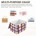 thumbnail image 6 of Yayeee Collapsible Cube Storage Bin with Lid Fabric Closet Decorative Basket with Handles, Purple Jam, 6 of 7