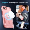 thumbnail image 5 of Dteck Magnetic for iPhone 16e Case with Screen Protector, Compatible with MagSafe, Heavy Duty Shockproof Rugged with Invisible Kickstand Protective Phone Cover for Apple iPhone 16e 6.1",Pink, 5 of 8