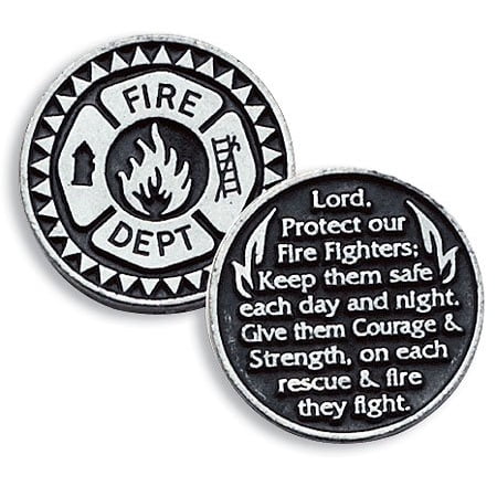 - Firefighter Fire Dept Pewter Pocket Good Luck Love Token Coin