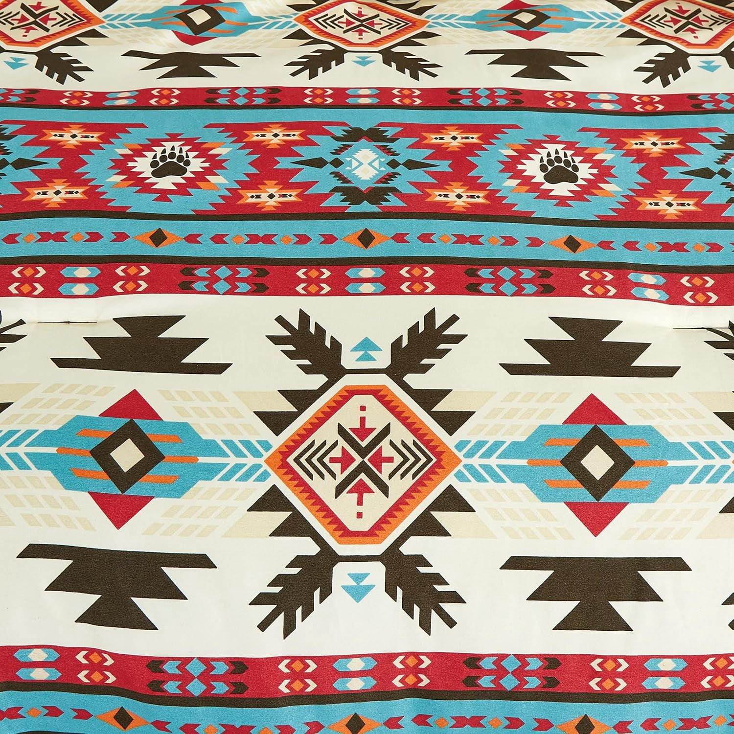 Chezmoi Collection Tona 2-Piece Southwestern Geometric Motif Comforter Set, Multicolor Red Brown Blue Cream Printed Washed Microfiber Bedding, Twin