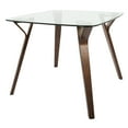 thumbnail image 2 of Contemporary Home Living 38.25" Clear Glass Square Top with Walnut Legs Dinette Table, 2 of 5