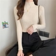thumbnail image 3 of Suéter de punto acanalado para mujer, jersey de cuello medio alto, ropa de calle elegante delgada, Top Y2K de manga larga, Otoño e Invierno, 3 of 5