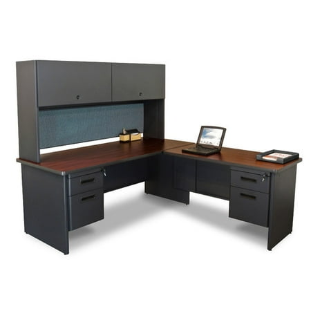 Marvel Office Furniture Pronto Return and Pedestal L-Shape Executive Desk with Hutch