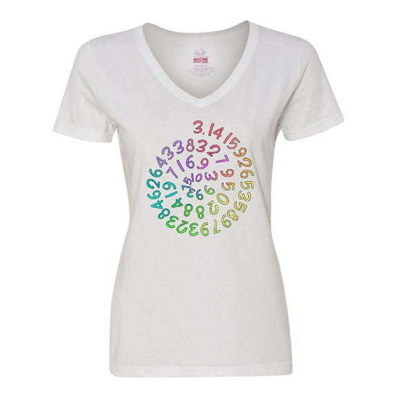 Inktastic Pi Day Pi Numerals in Rainbow Spiral Women's V-Neck T-Shirt