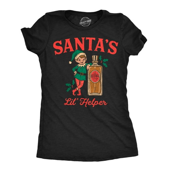 Womens Funny T Shirts Santas Lil Helper Sarcastic Christmas Graphic Novelty Drinking Tee For Ladies Womens Graphic Tees