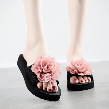 

YTJX Women s Ladies Bohemia Flower Home Outdoor Wedges Beach Shoes Sandals Slippers