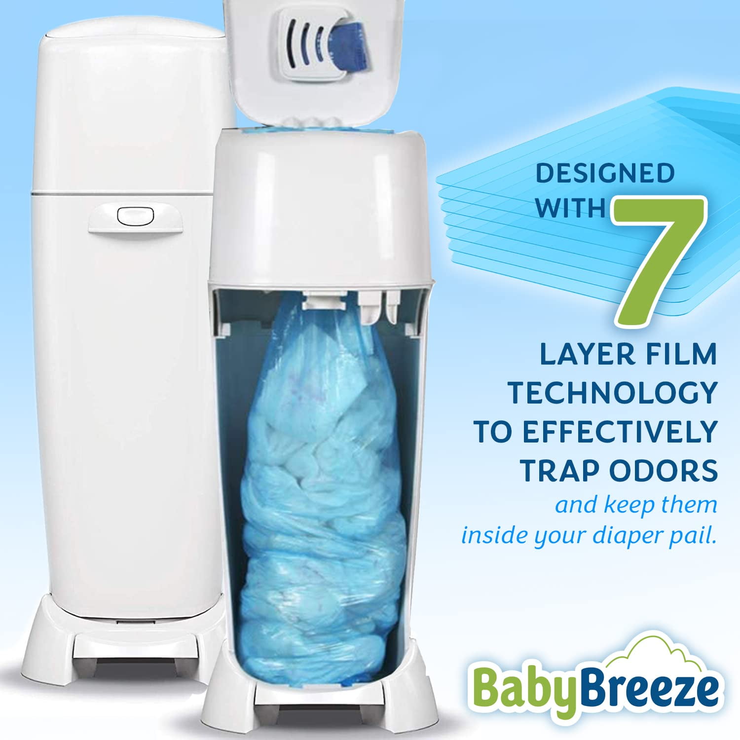 BabyBreeze Diaper Pail Refills Bags for Diaper Genie - 2240 Count 8-Pack