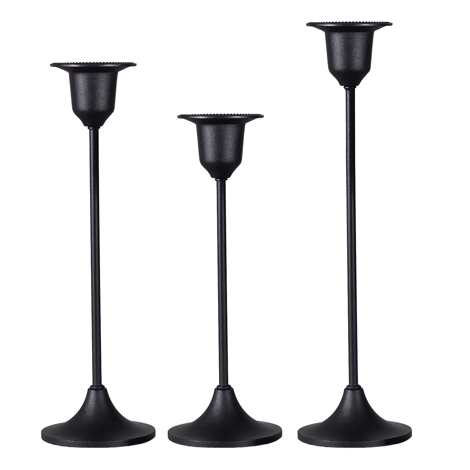 Set of 3Pcs Candle Holders Matte Black Candlestick Holders for Birthday Anniversary Stable Base