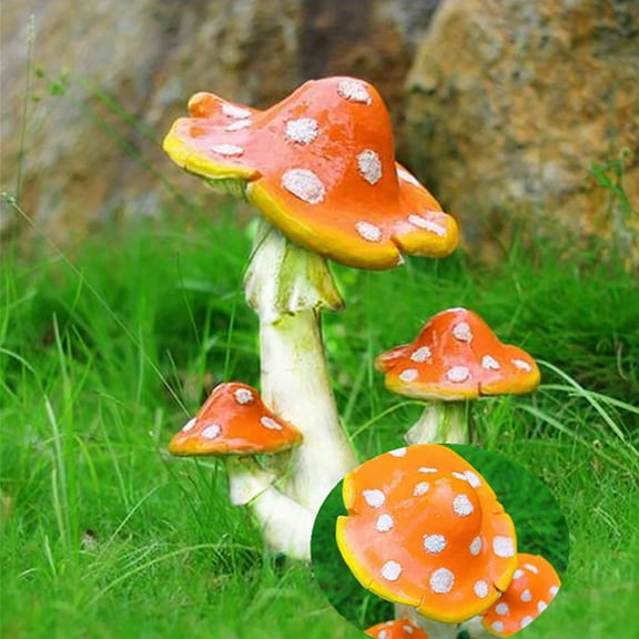 Joernso Realistic Mushroom Toadstool Miniature Ornament Fairy Garden Terrarium Dollhouse Decor for Bonsai Terrariums