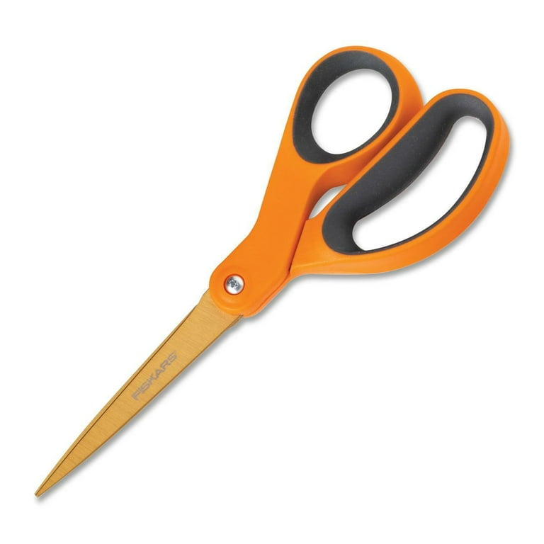 Fiskars 01-004244J Premier Softgrip Titanium Straight Adult Scissors, 8  Inch, Orange & 94817797 Micro-Tip Scissors, 5 Inch, Orange