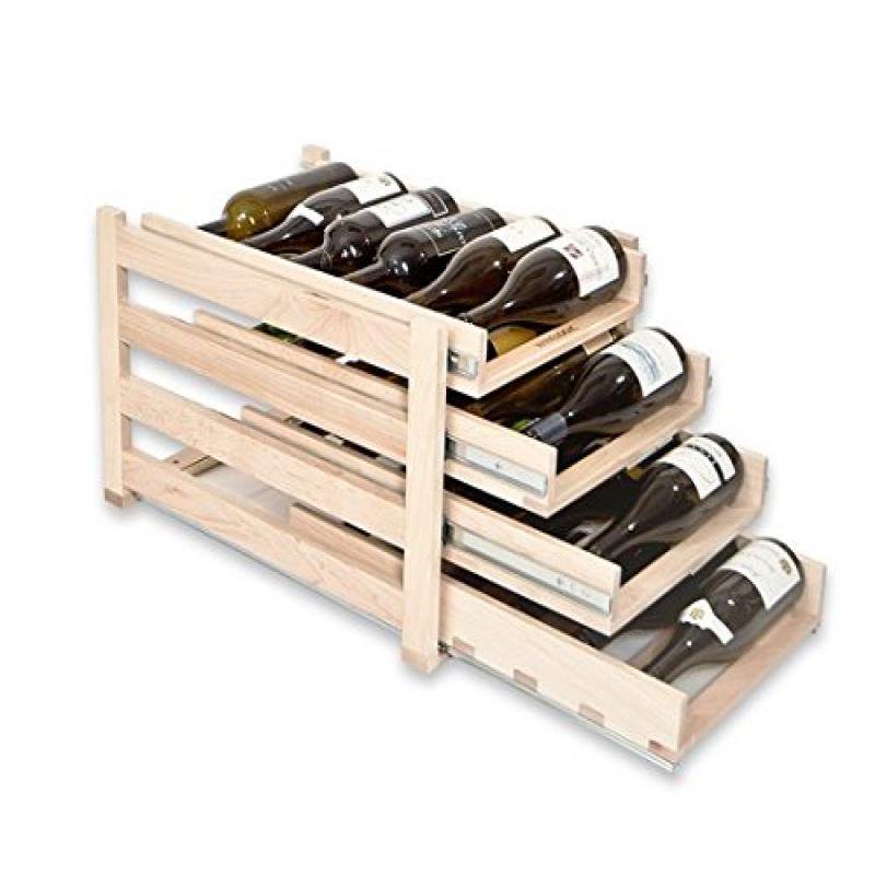 Wine Logic WLMAPLE24 Sliding Tray Wine Rack, 24Bottle