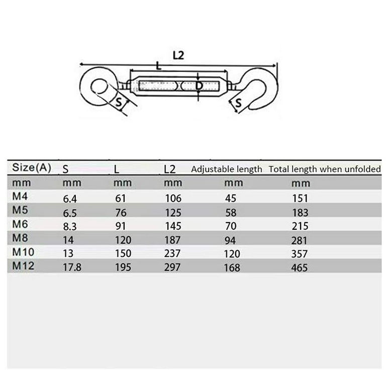 Turnbuckle Hardware Stainless Steel 304 Turnbuckles - M4 Double Eye ...