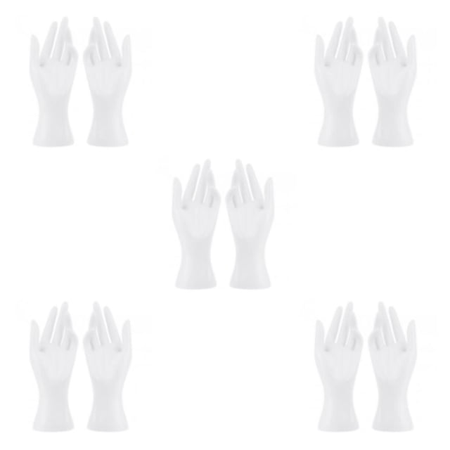 Decodeary 1Pair Female Mannequin Hand Multifunctional for Ring Finger Props Photograph White Height 8.46 Inch 5Set