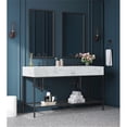 thumbnail image 2 of Maklaine Contemporary White Artificial Marble Bathroom Vanity, 2 of 6