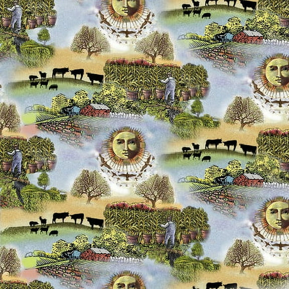 Farmer's Almanac Celestial Scenic Cotton Fabric sold by the yard