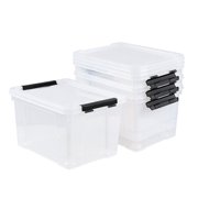 Aninhao 4-Pack 22 Quart Clear Plastic Storage Bins with Wheels, Latching Storage Box Bin