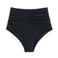 thumbnail image 5 of Staron Women High Waist Bikini Bottoms Solid Color Swimsuit Swim Pants Casual Beach Bathing Shorts, Black XL, 5 of 7