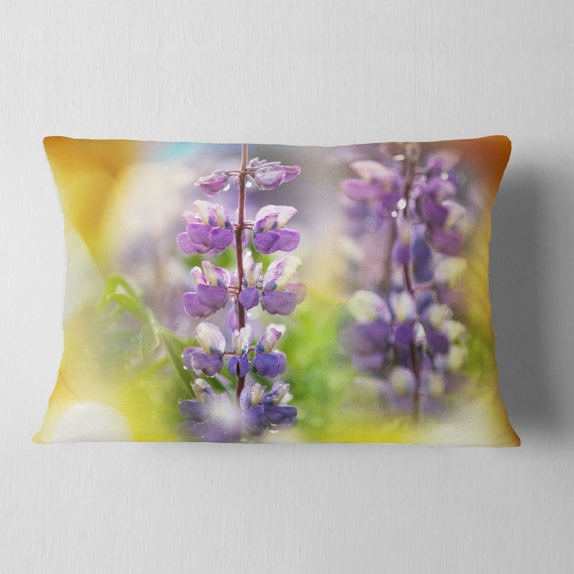 Designart Beautiful Blue Lupin Flowers - Flower Throw Pillow - 12x20