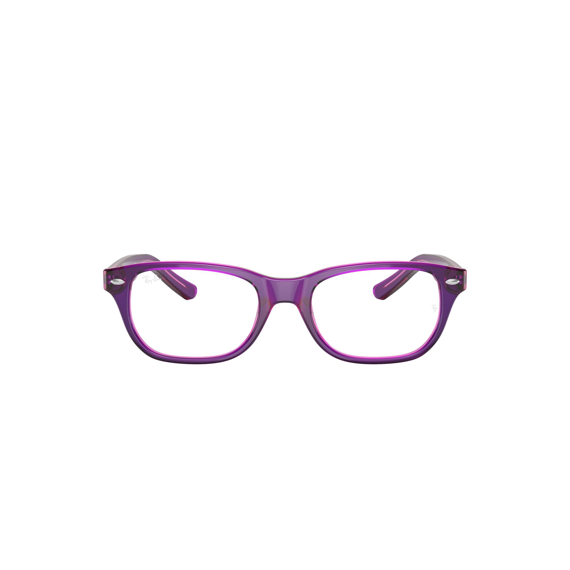 Ray-Ban Youth Size 46 0RY1555 Prescription Eyeglasses with Case, Violet on Fuxia Fluo/Demo Lens